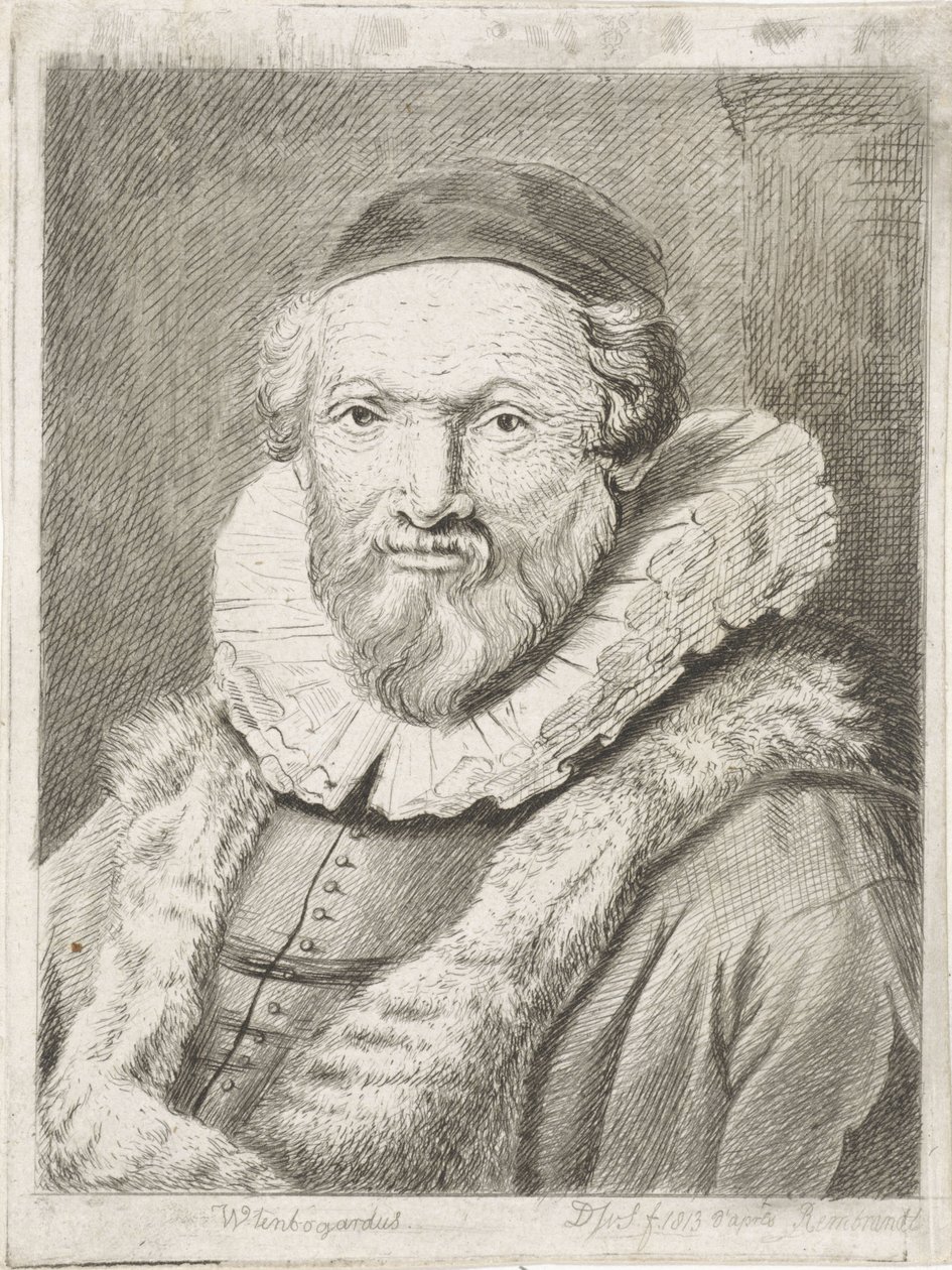 Johannes Wtenbogaert portréja Wtenbogardus (cím az objektumon) alkotó: Diederik Jan Singendonck