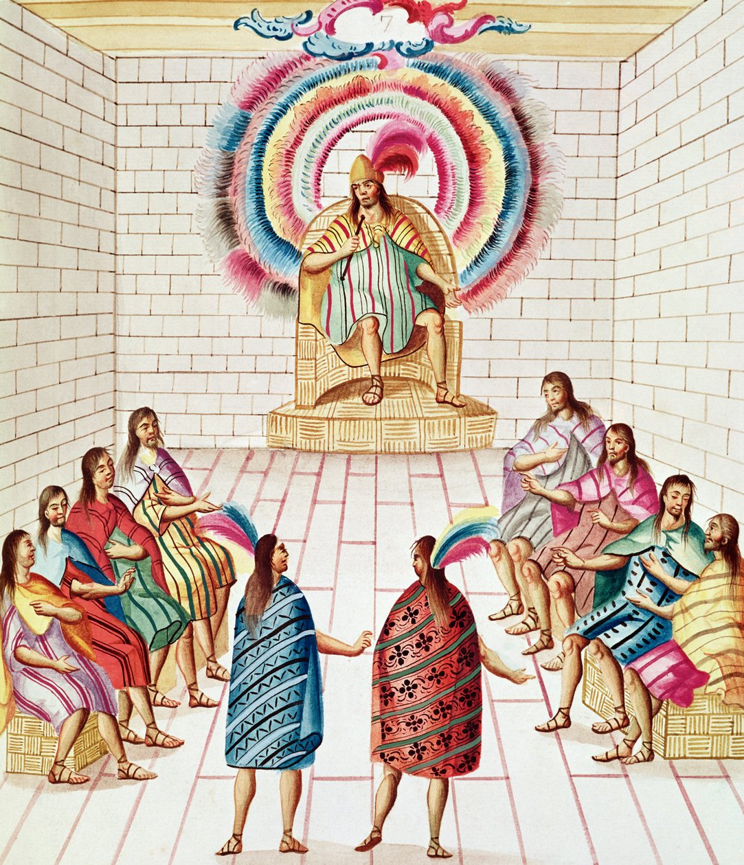 3. kötet, 7. évfolyam, II. Montezuma és tanácsa, a „Teatro de la Nueva Espana”-ból, 18. század vége alkotó: Diego Garcia Panes y Avellan