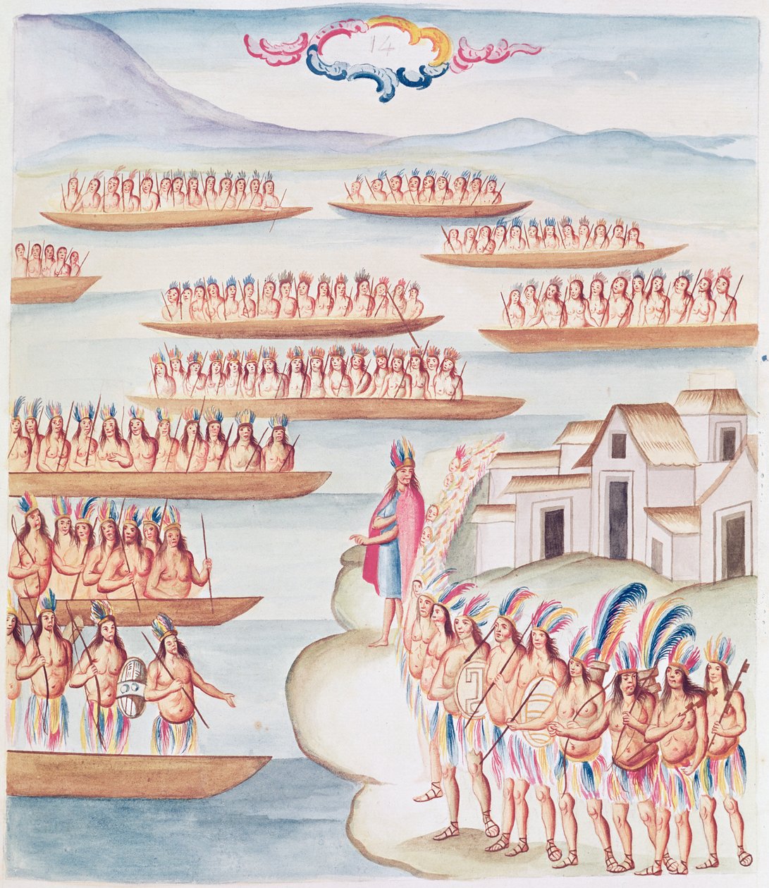 Tome 4 fol.14 Tlatelolco és a lagúna, a „Teatro de la Nueva Espagna”-ból (zc papíron) alkotó: Diego Garcia Panes y Avellan