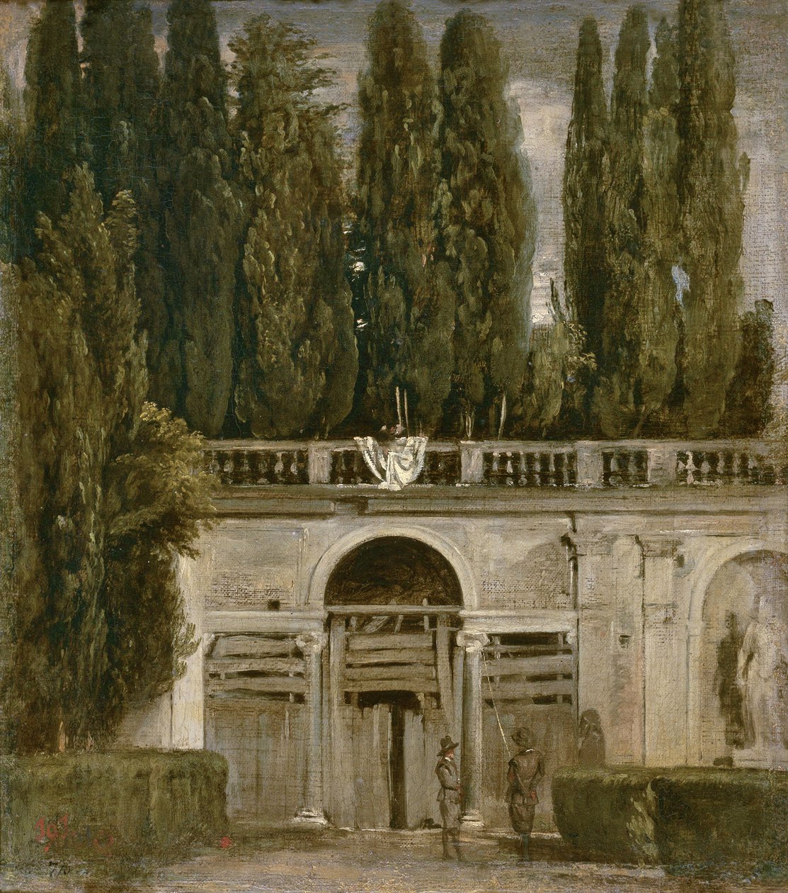 A római Villa Medici kertjeinek látképe, 1630 körül alkotó: Diego Velázquez
