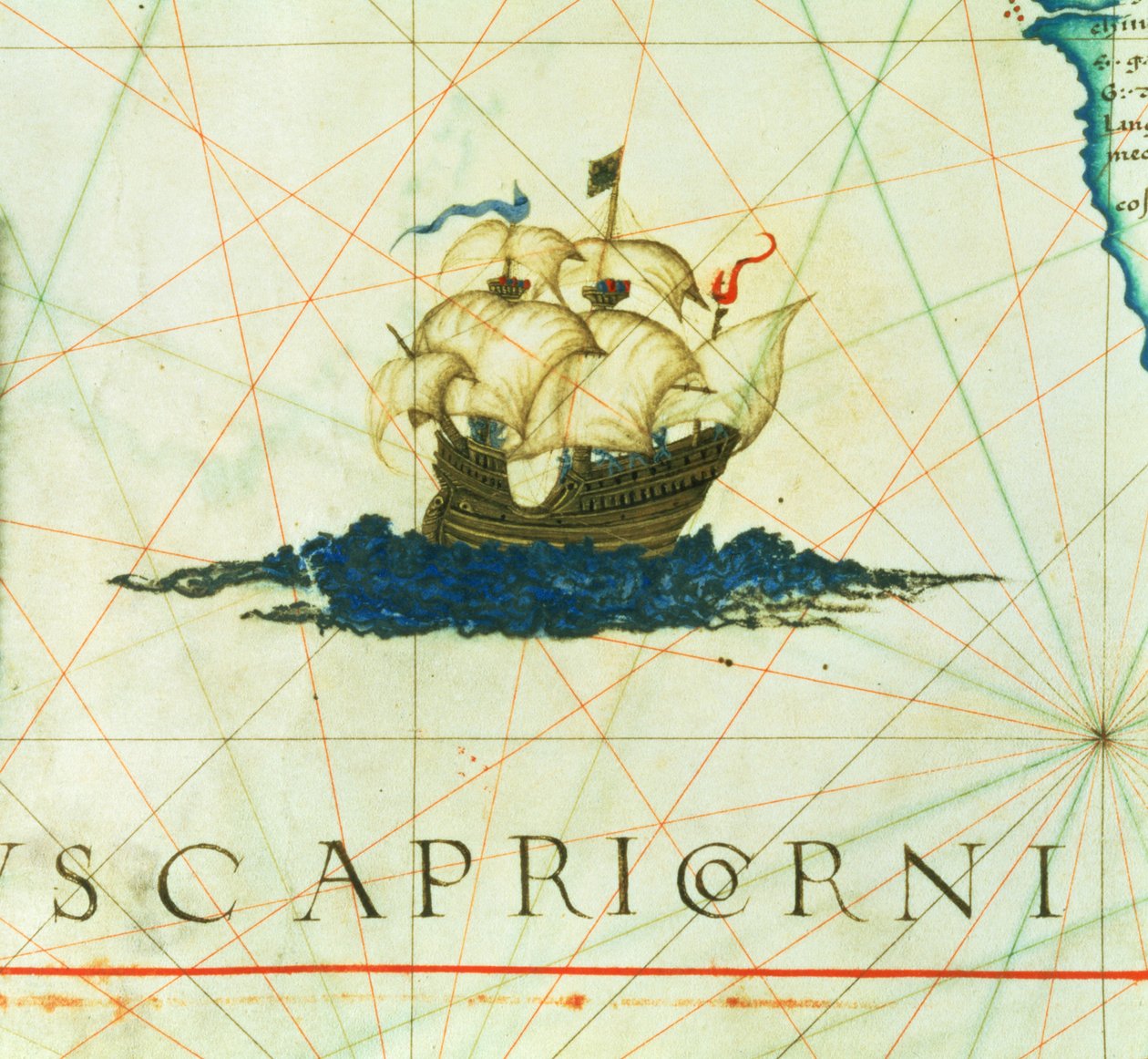 Adja hozzá az 5415A f.11 Galleont teljes vitorlával, részlet az "Opus Geographicum"-ból alkotó: Diego Homem