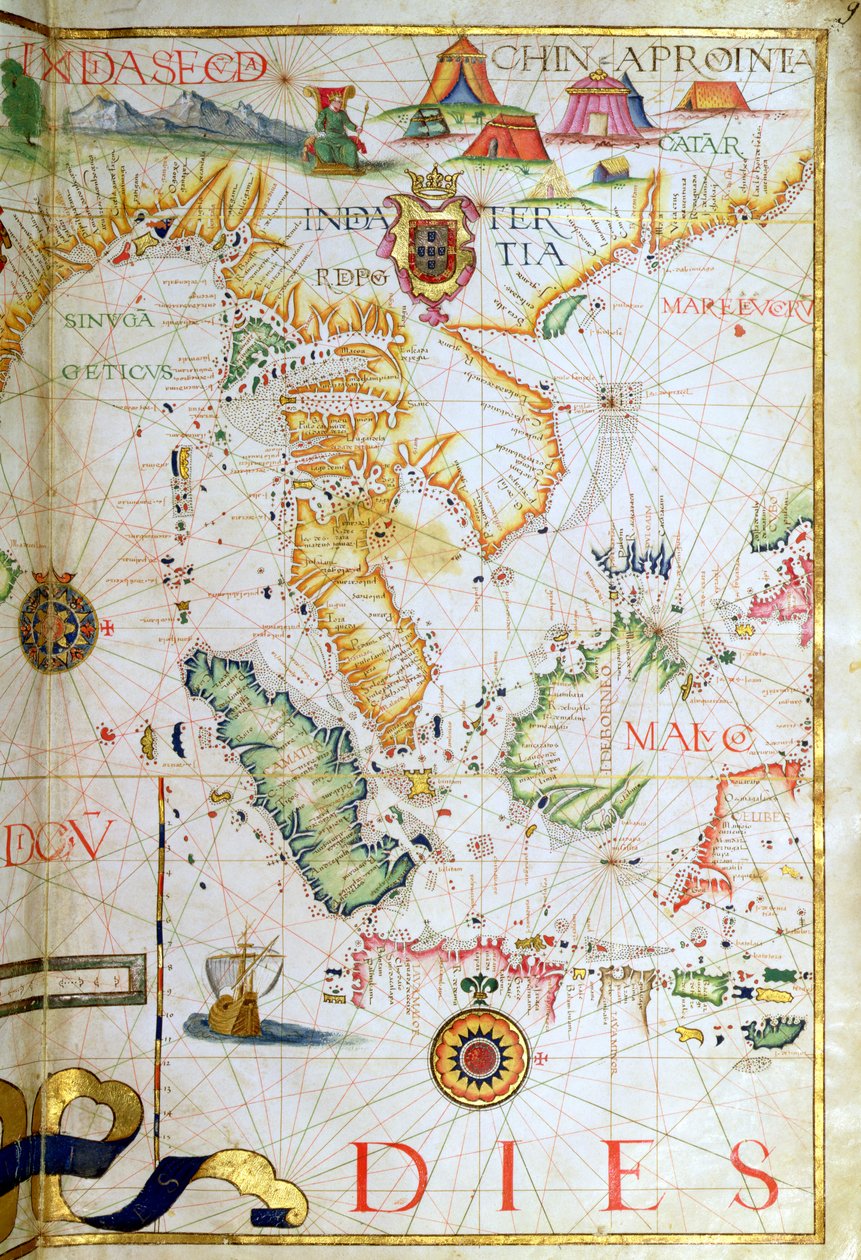 Délkelet-Ázsia szárazföldi része, részlet egy 1565-ös világatlaszból. alkotó: Diego Homem