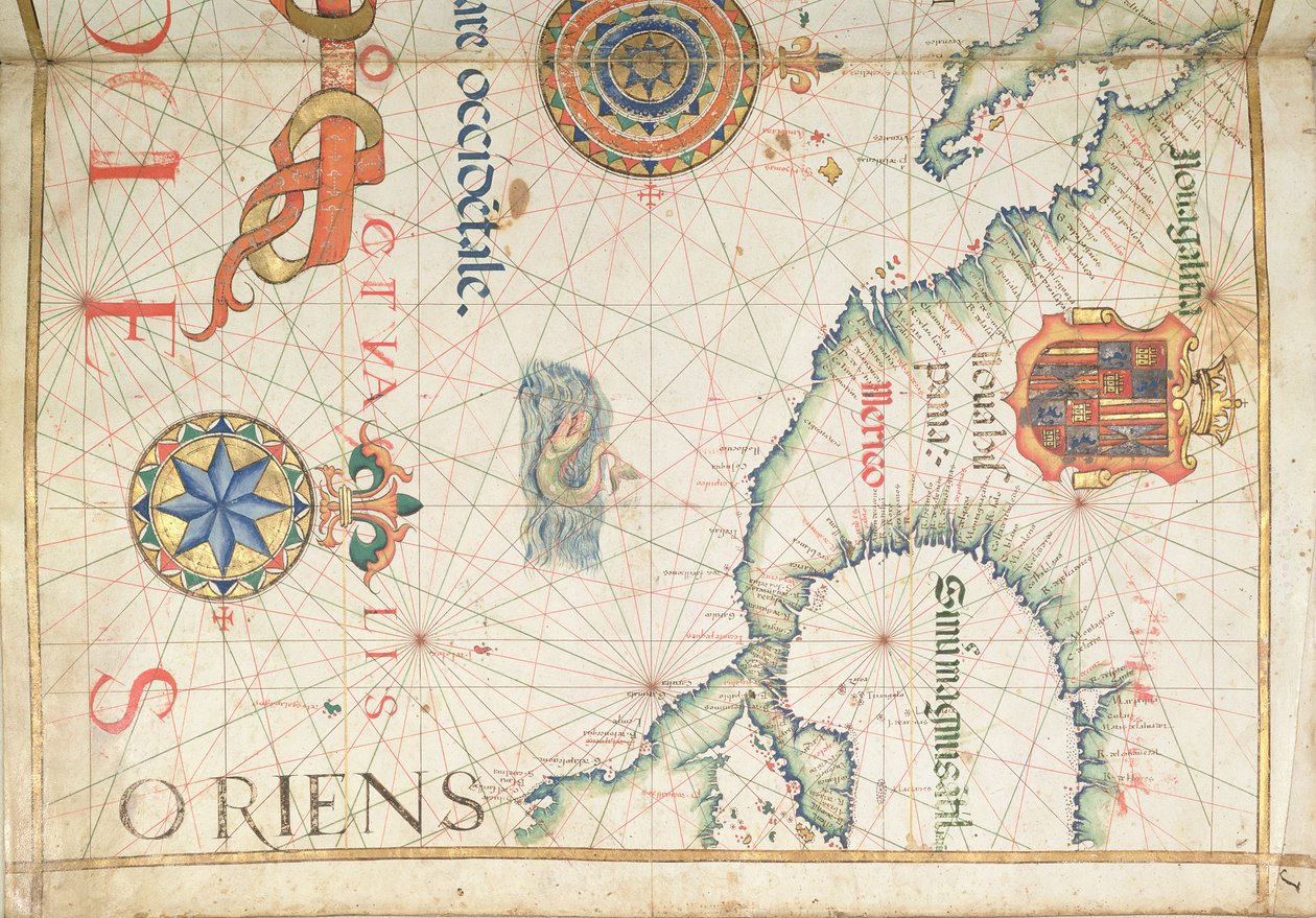 Mexikó és Közép-Amerika, részlet egy világatlaszból, 1565 alkotó: Diego Homem