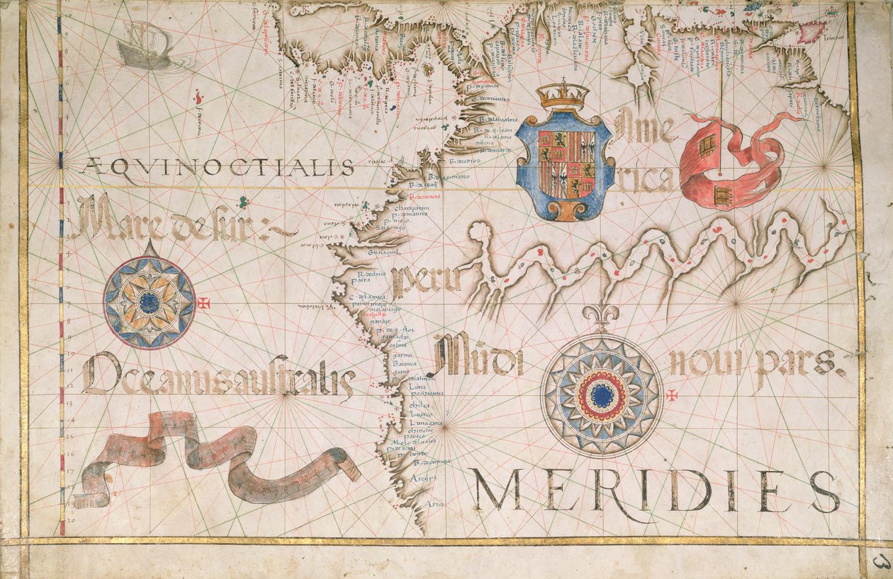 Peru és Amazonas, részlet egy világatlaszból, 1565 alkotó: Diego Homem