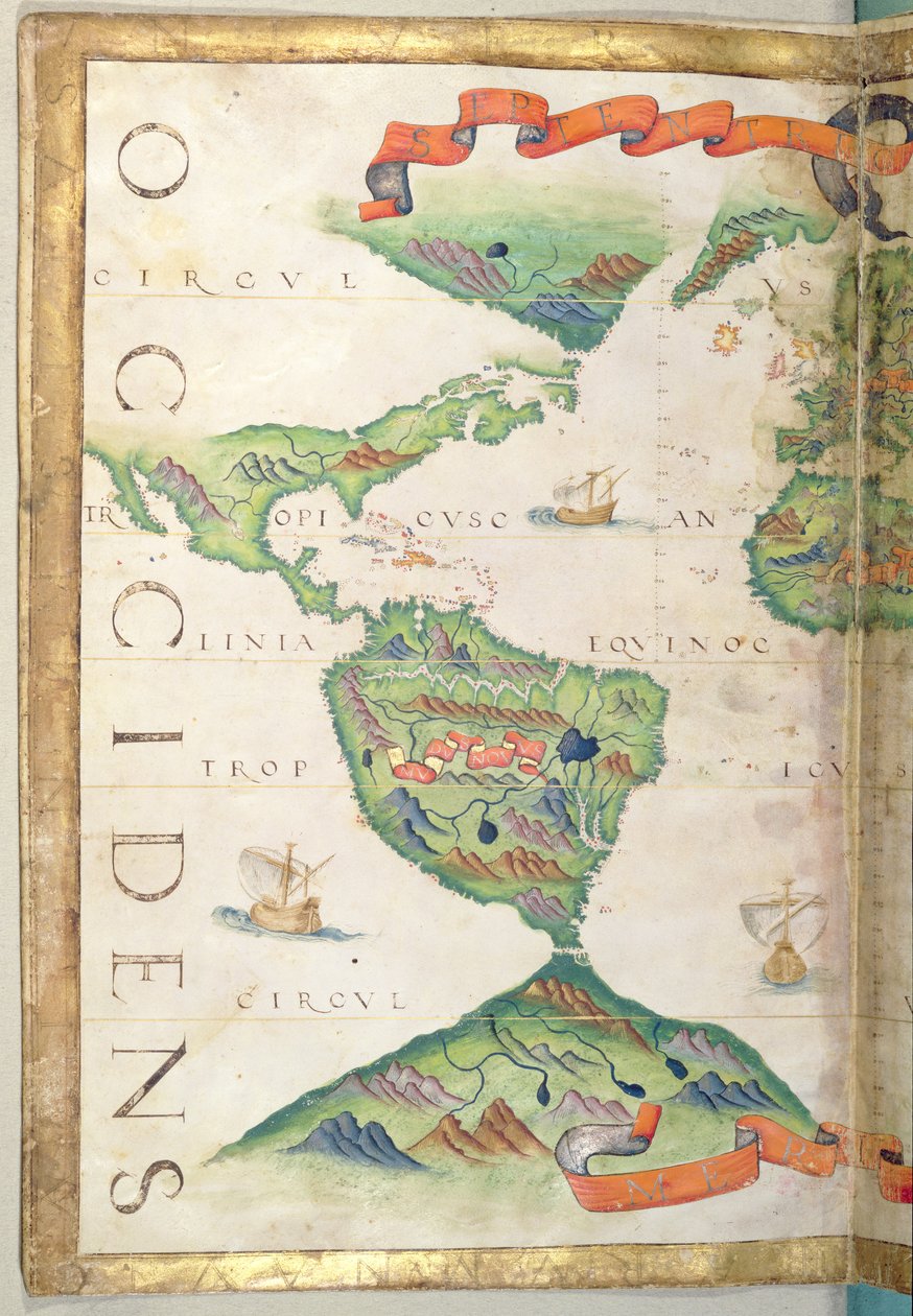 Amerika, részlet a világatlaszból, 1565 (vellum) alkotó: Diego Homem