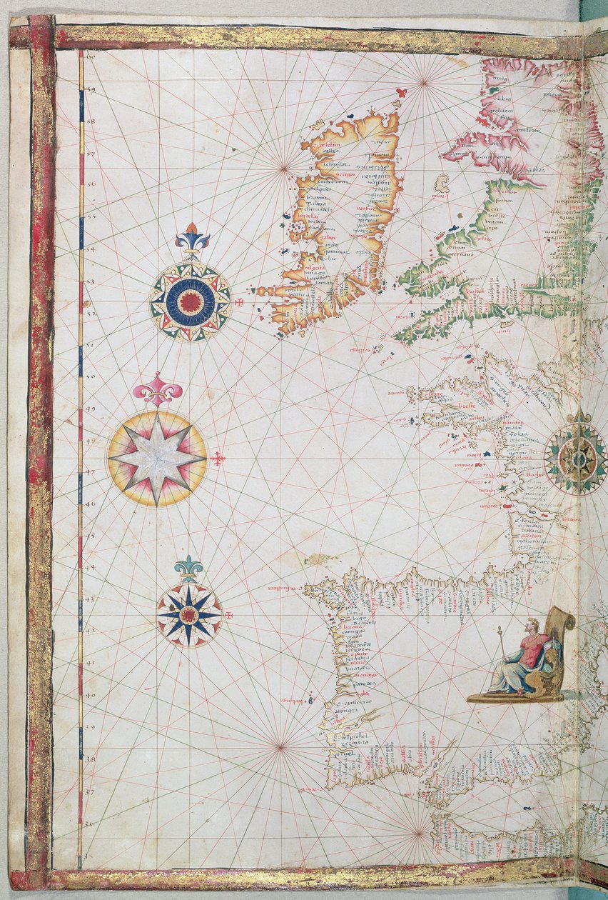 A Brit-szigetek és Ibéria, részlet egy világatlaszból, 1565 alkotó: Diego Homem
