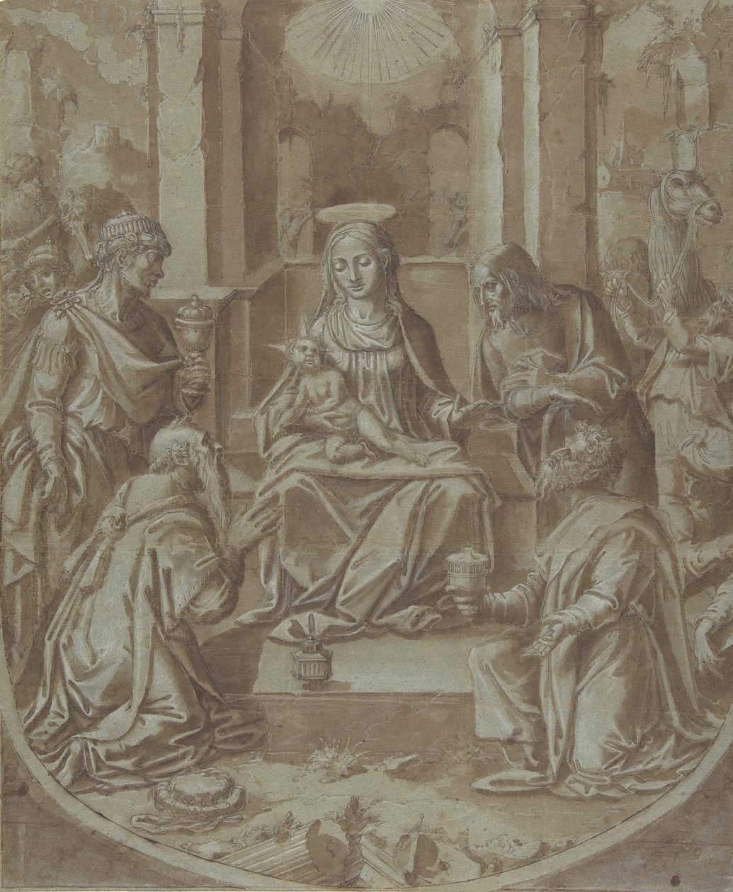 A mágusok imádása rajzfilm egy hímzésért, 1587-89. alkotó: Diego Lopez de Escuriaz.