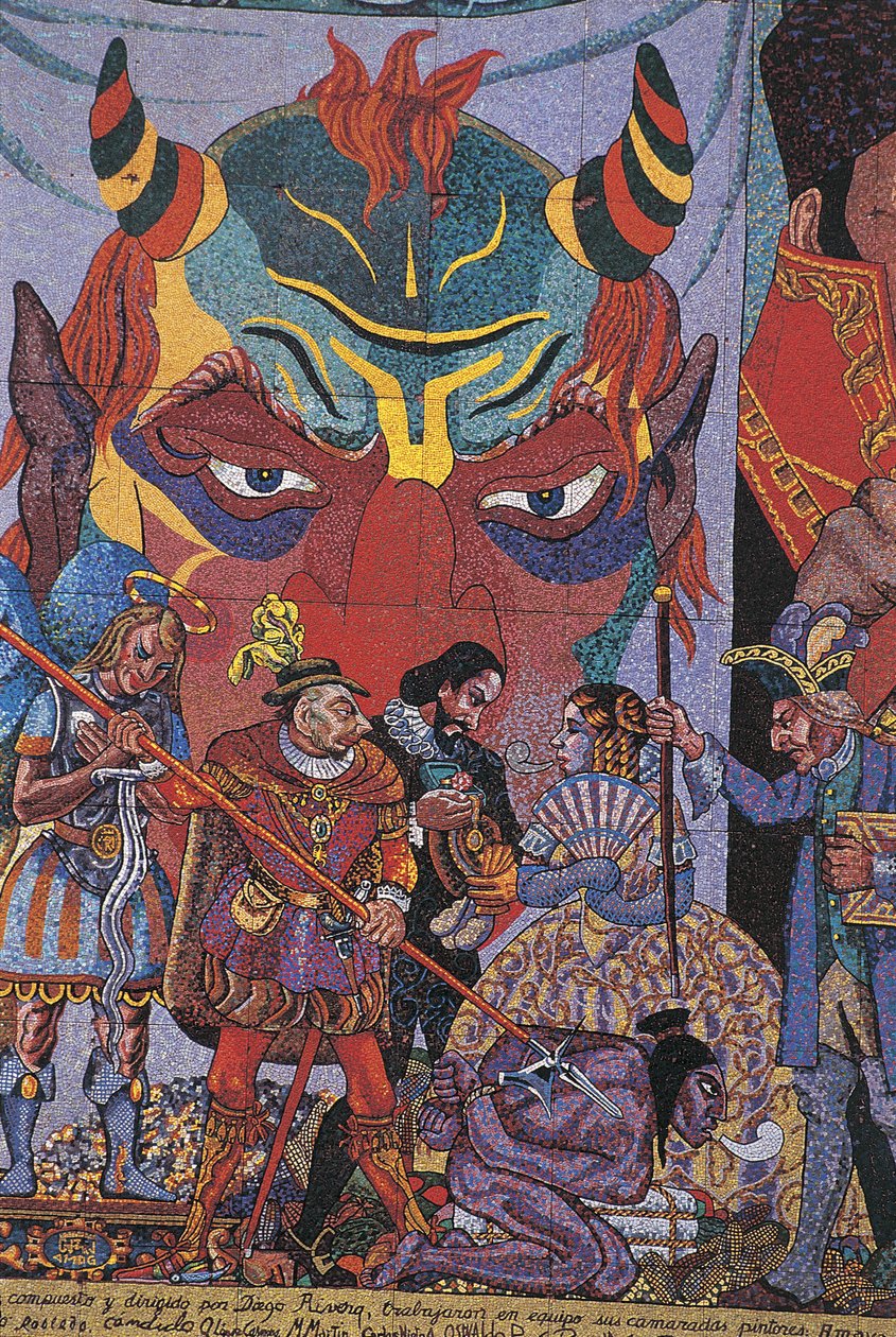 Közelkép egy festményről, Insurgentes Színház, Mexikóváros, Mexikó alkotó: Diego Rivera