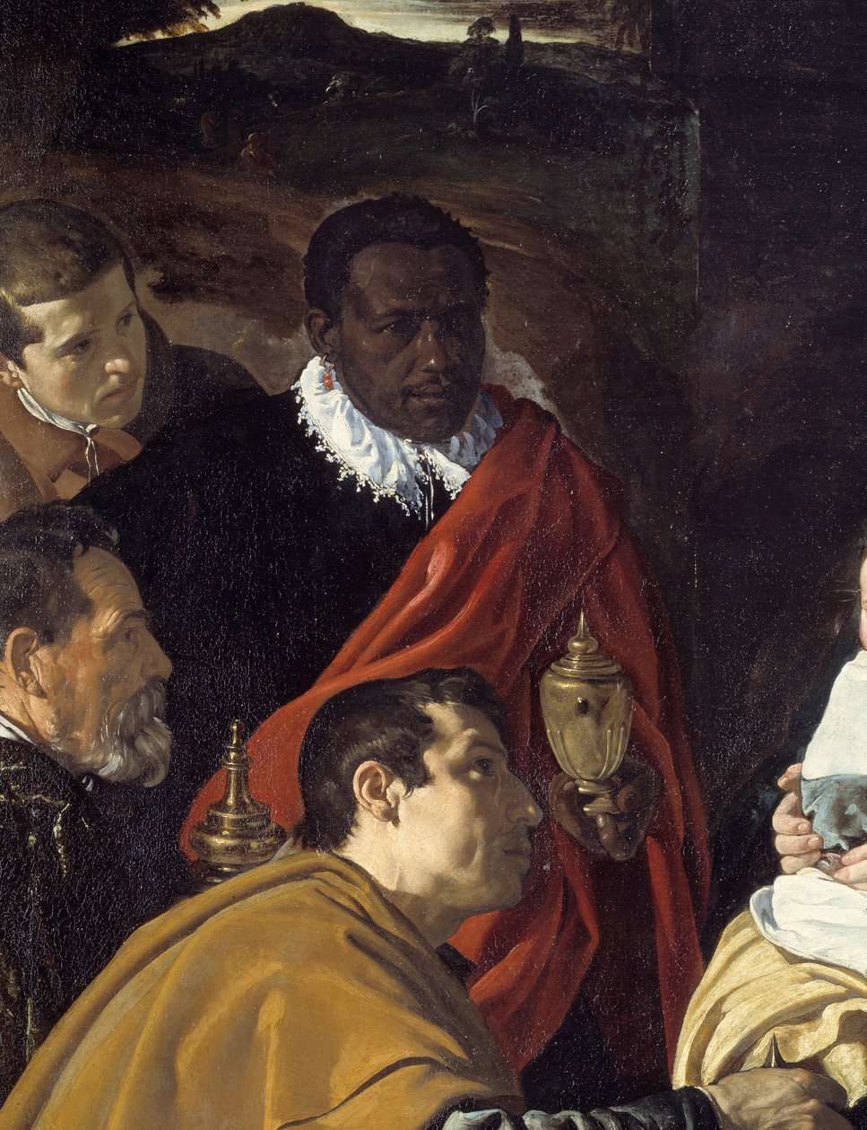 A mágusok imádása. Részlet a bölcs királyok fejéről. Diego Velasquez (1599-1660) festménye alkotó: Diego Velázquez