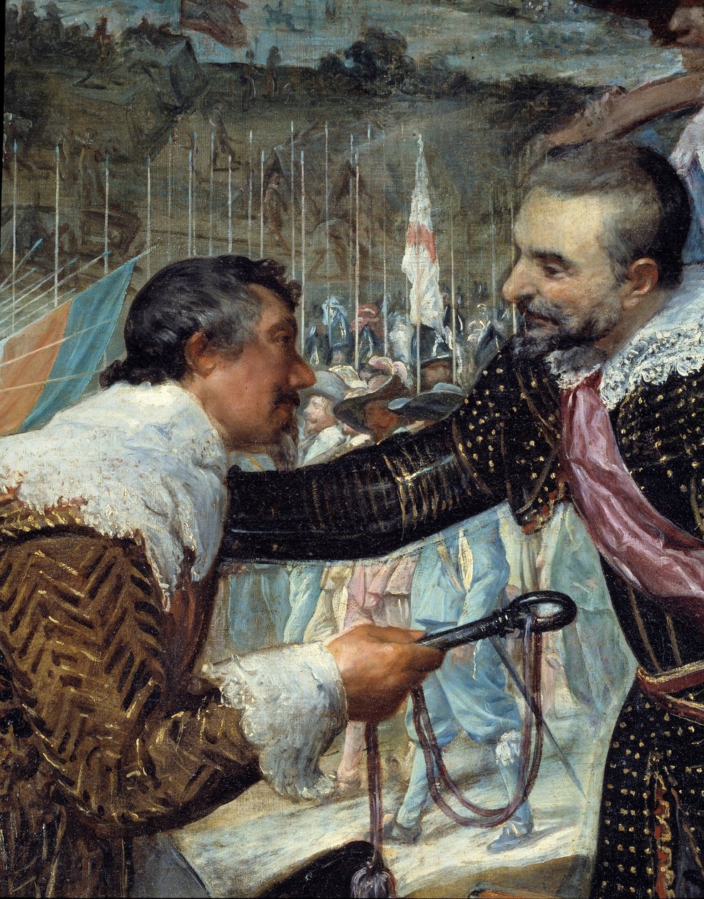 Breda megadása. Breda ostromának végén (a harmincéves háború alatt): 1625. június 5-én Justin de Nassau (1559-1631) ünnepélyes keretek között békét kötött Ambrogio Spinola Doriával, de Los Balbases márkival (1569-1630). ahol átadta a k alkotó: Diego Velázquez