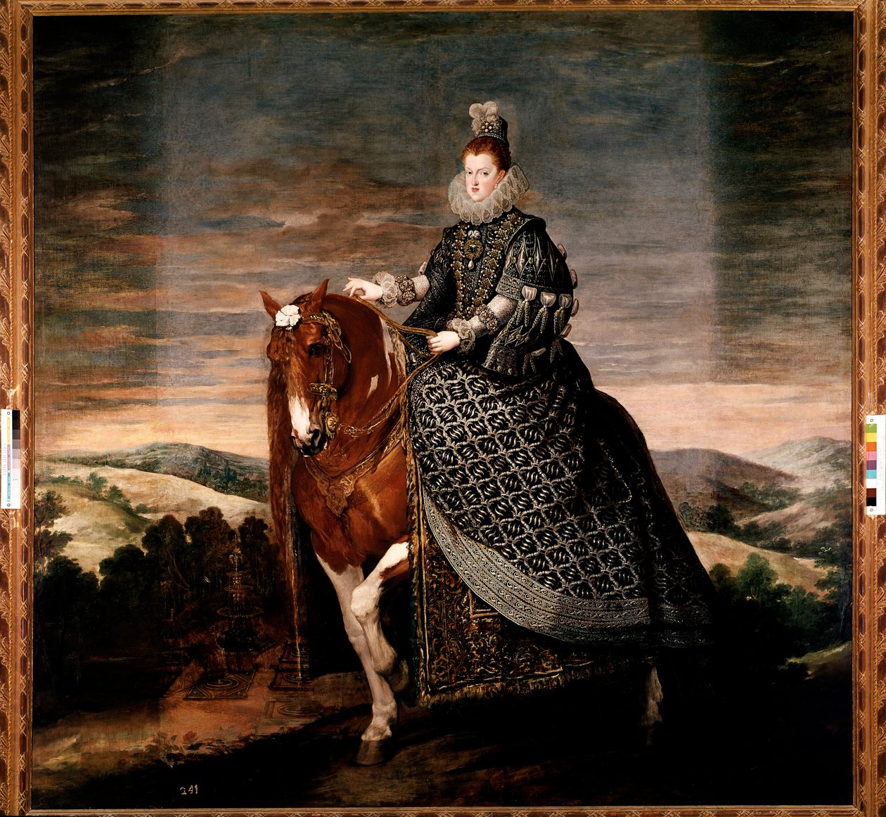 Margarita osztrák királynő lovas portréja (olaj, vászon alkotó: Diego Velázquez