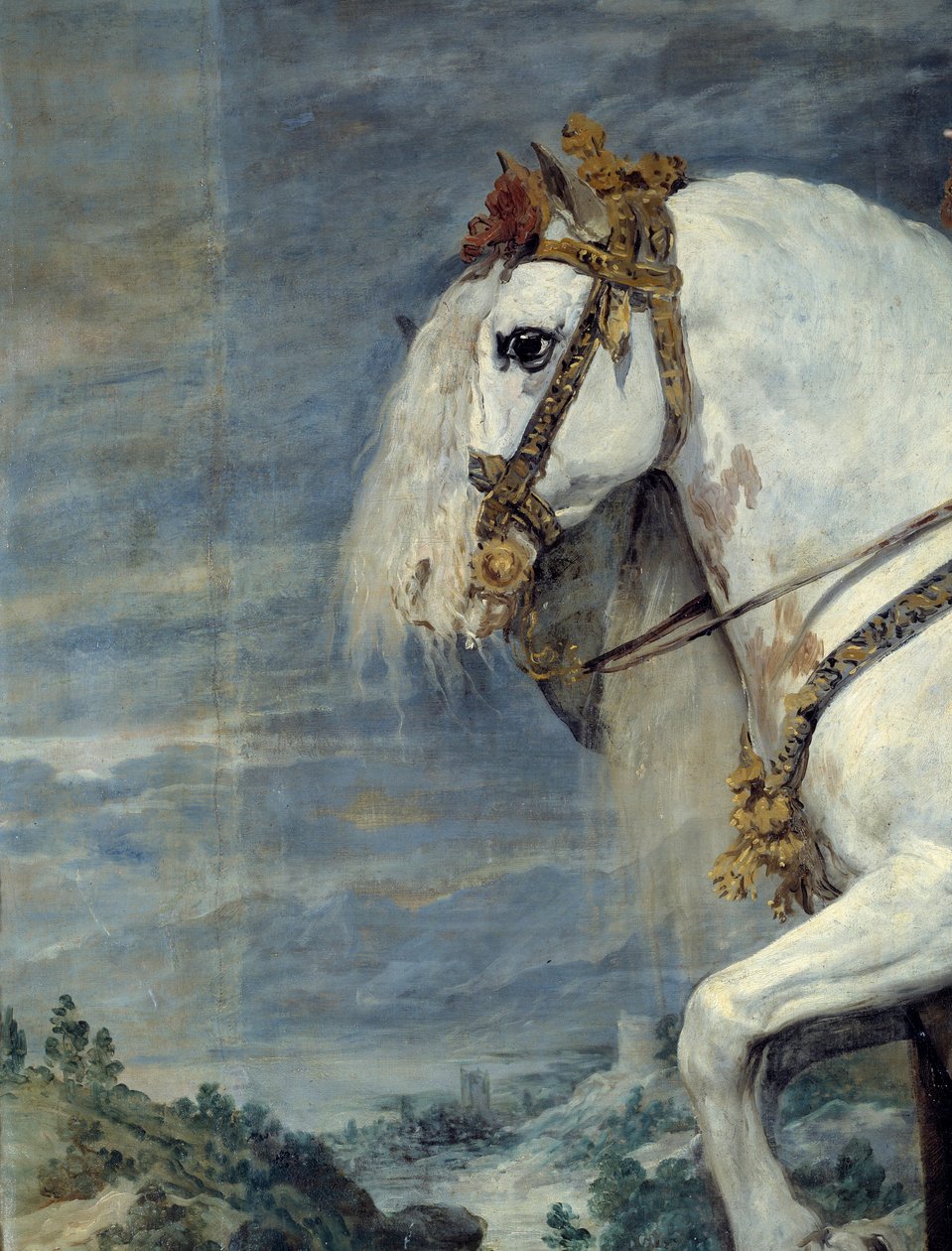 A francia Isabelle (1602-1644), IV. Fülöp spanyol feleségének lovas portréja 1616-ban Részlet. Diego Velasquez (1599-1660) festménye 1635 V. 3,01x3,14 m Madrid, Musee du Prado alkotó: Diego Velázquez
