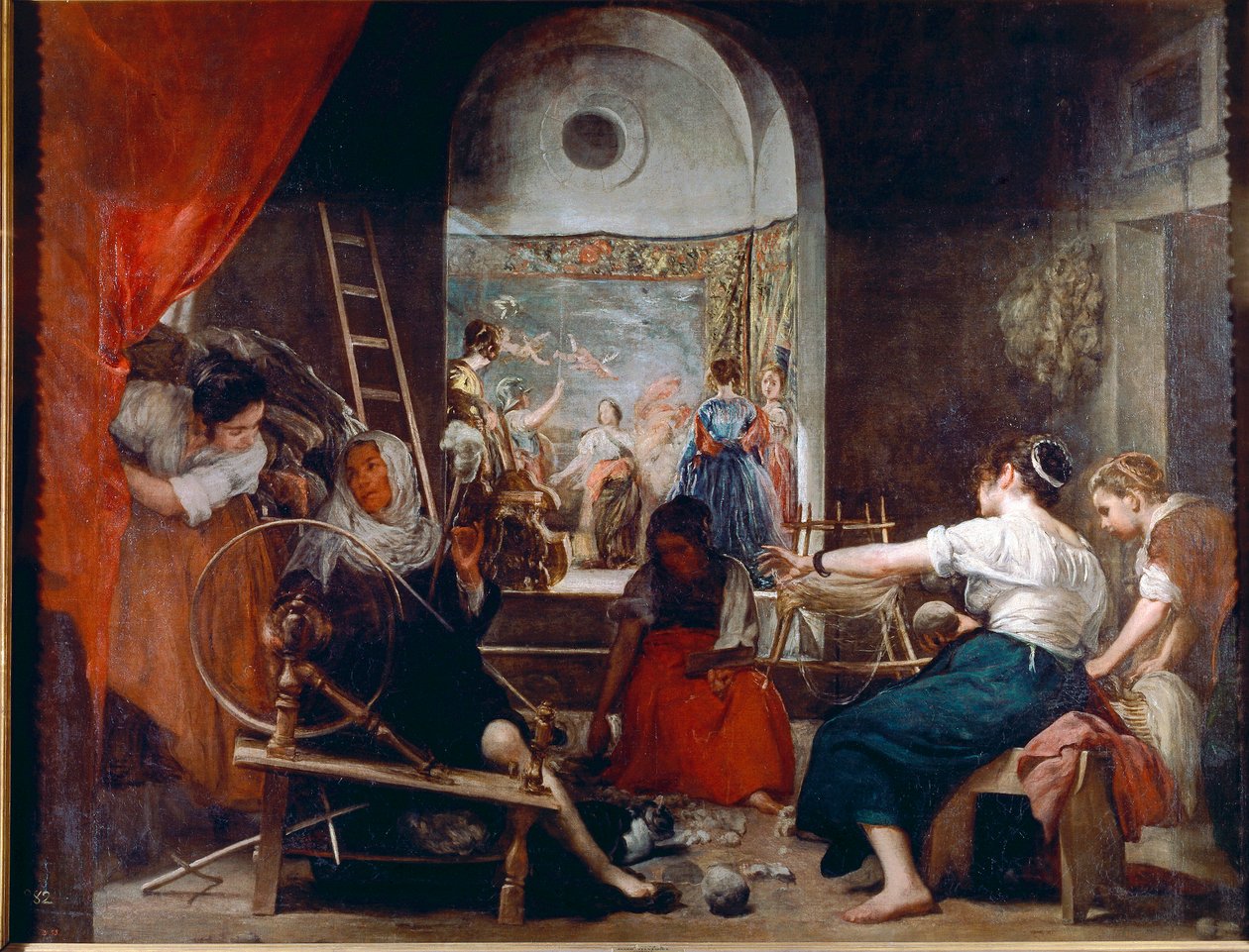 Las Hilanderas vagy Arachne meséje (olaj, vászon, 1653 körül) alkotó: Diego Velázquez