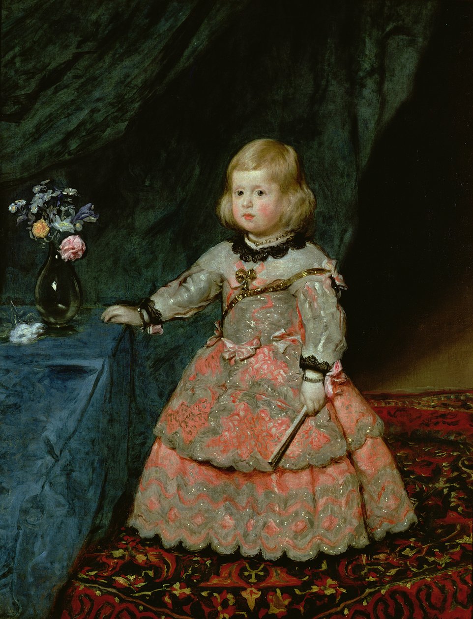 A spanyol Margarita Teresa infanta vörös ruhában alkotó: Diego Velázquez