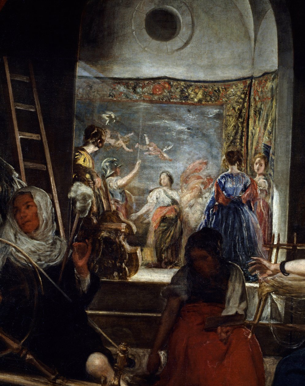 A fonók vagy az Arachne Detail mese. Diego Rodriguez de Silva y Velasquez (1599-1660) festménye, 1655-1660 körül, V. 2,2x2,89 m Madrid, Musee du Prado alkotó: Diego Velázquez