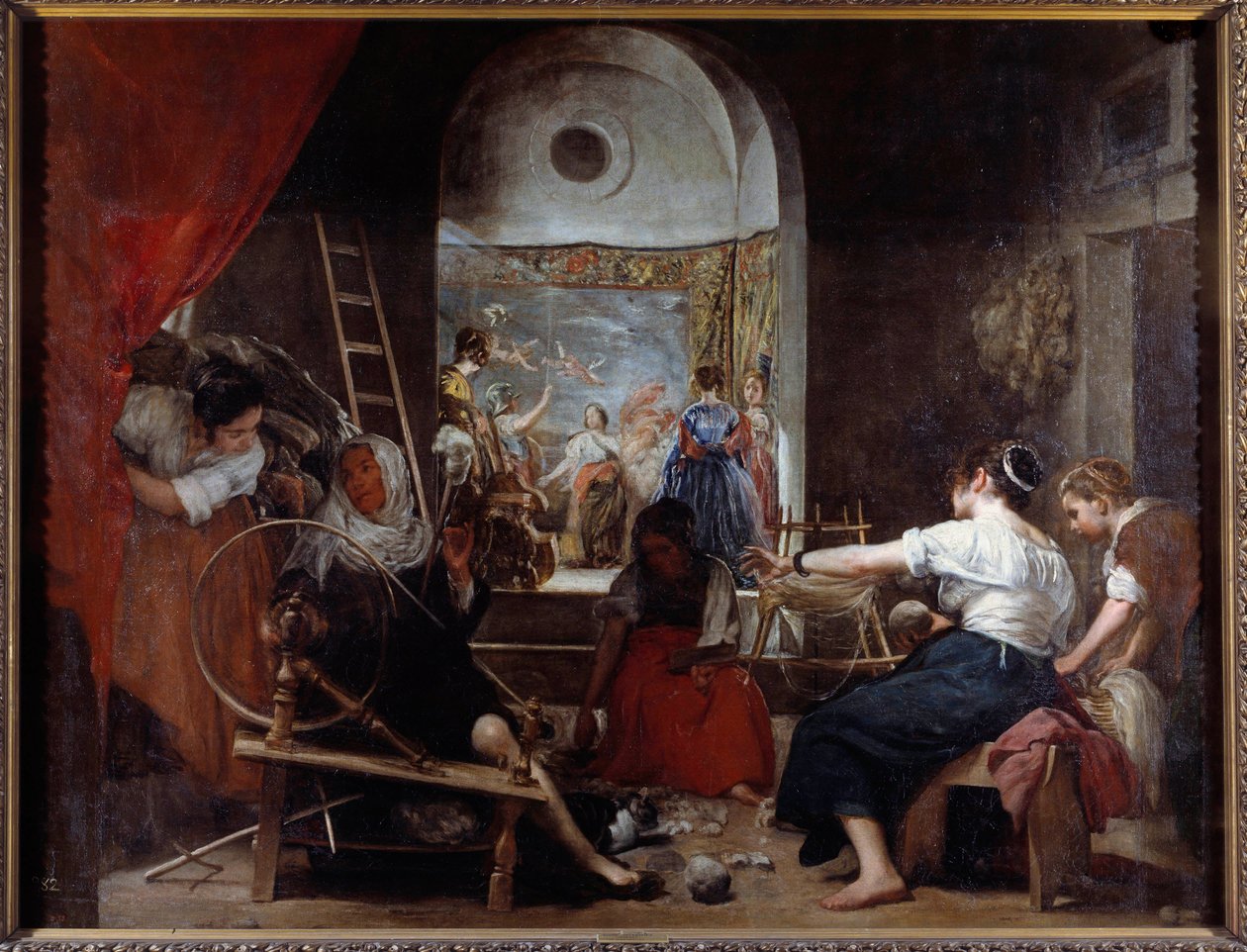 a fonók vagy Diego Rodriguez de Silva y Velasquez (1599-1660) Arachne-festményének meséje, c. 1653. V. 2,2x2,89 m Madrid, Musee du Prado - A fonók vagy Arachne meséje. Diego Rodriguez de Silva y Velazquez festménye (Velasquez alkotó: Diego Velázquez
