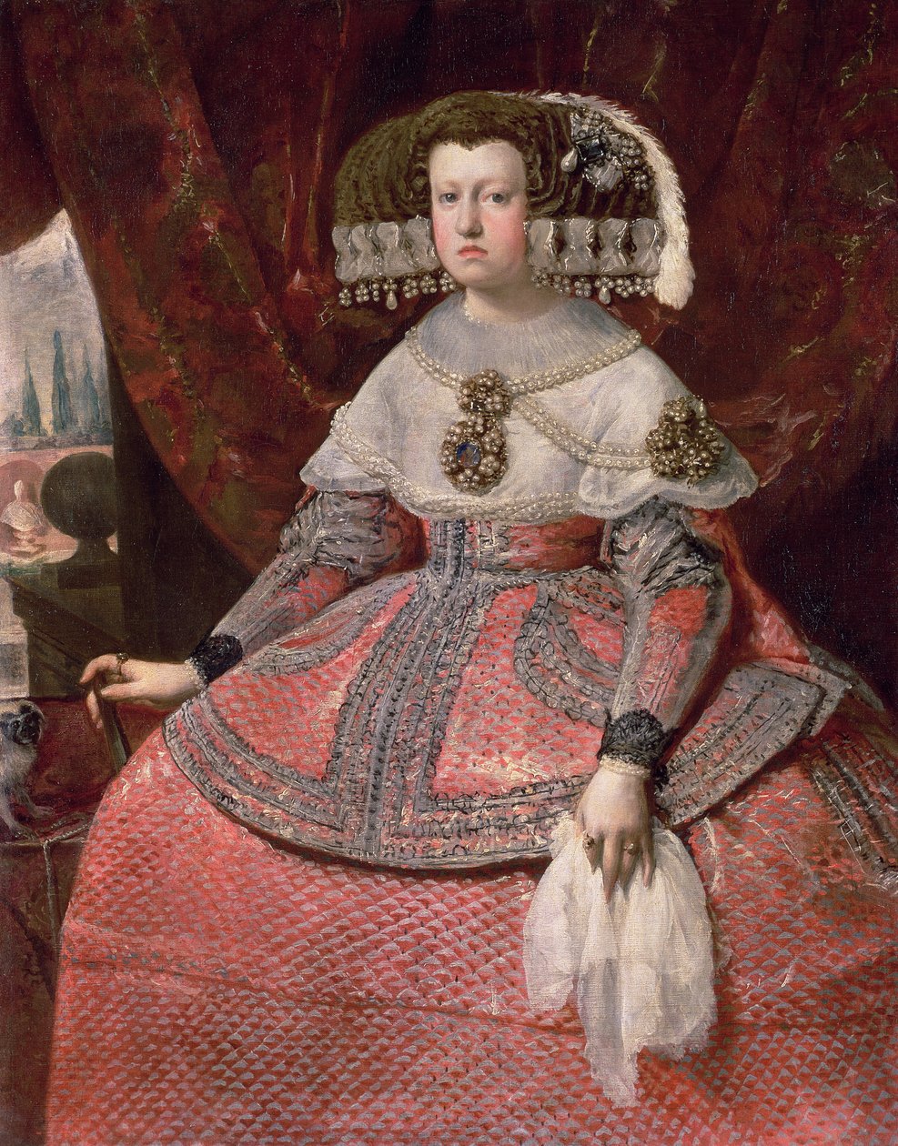 Mária Anna spanyol királynő piros ruhában, 1655-60 alkotó: Diego Velázquez
