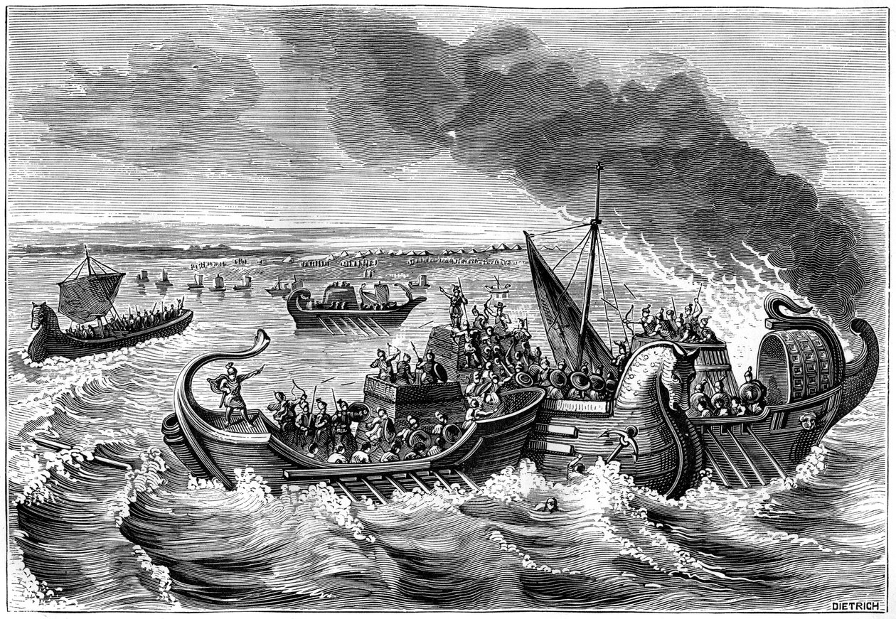 Harc a római és a velencei hajók között, Loire folyó, ie 56, 1882-1884. alkotó: Dietrich