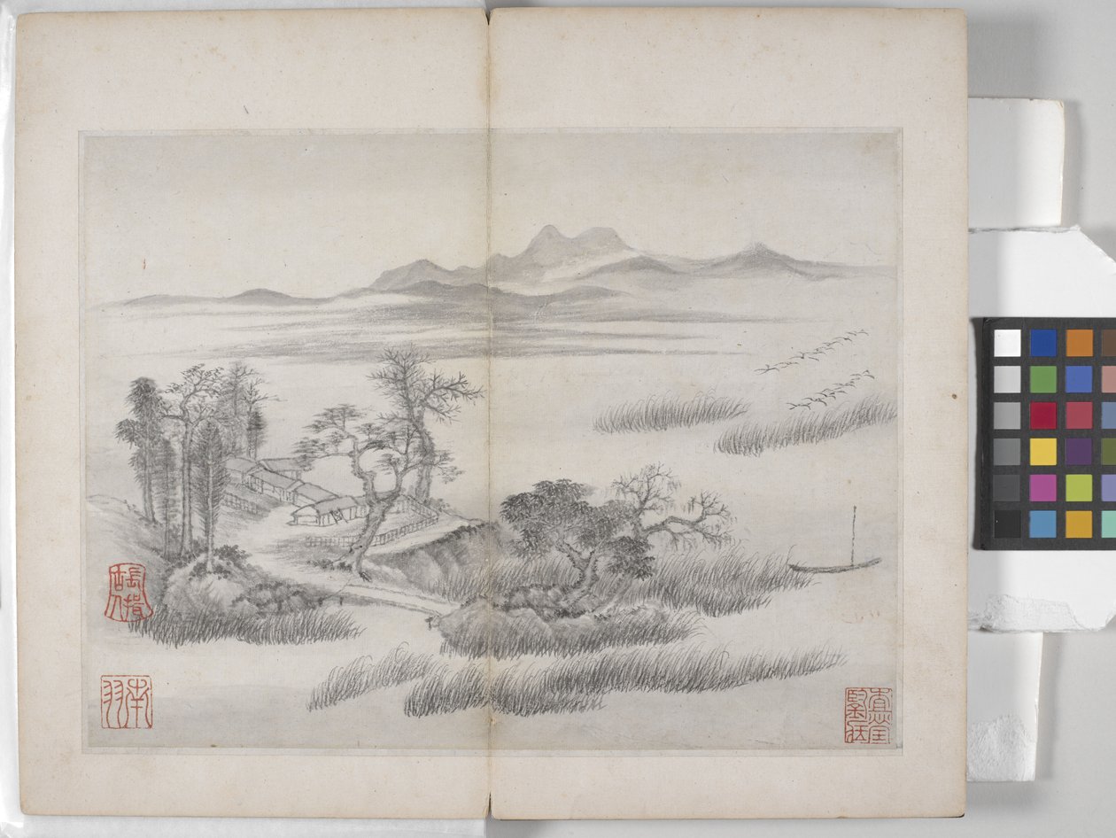 Tájfestmények albuma (tintával papíron) alkotó: Ding Yunpeng