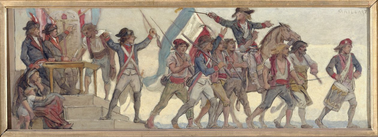 A sorkatonák távozása, A haza veszélyben: vázlat a rue de Château-Landon-i iskolához alkotó: Diogene Ulysse Napoleon Maillart