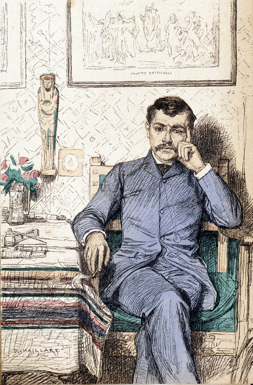 Paul Bourget francia regényíró (1852-1935) portréja (metszet) alkotó: Diogene Ulysse Napoleon Maillart
