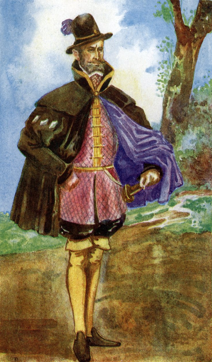 Férfi jelmez I. Mária uralkodása idején (1553-1558) alkotó: Dion Clayton Calthrop