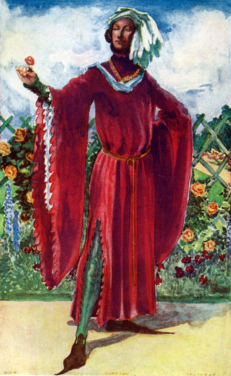 Férfiruha II. Richárd uralkodása idején (1377- 1399) alkotó: Dion Clayton Calthrop