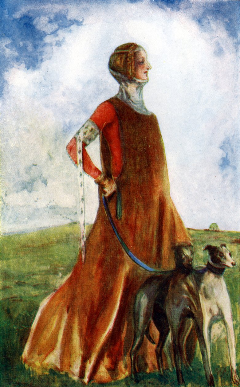 Női viselet III. Edward uralkodása idején alkotó: Dion Clayton Calthrop
