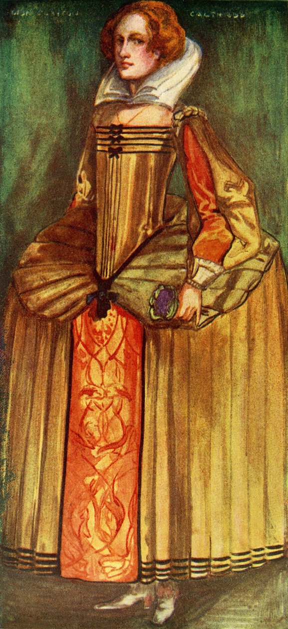 Női jelmez I. Erzsébet uralkodása idején (1558-1603) alkotó: Dion Clayton Calthrop