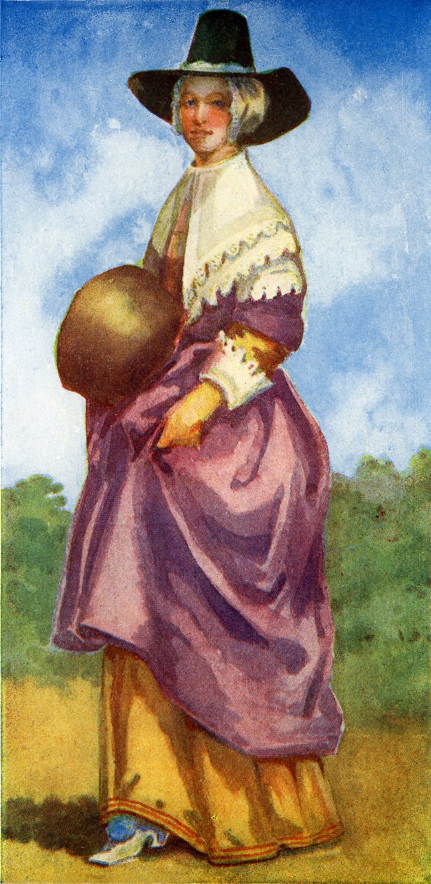 Női jelmez a Cromwellek uralkodása idején (1649-1660) alkotó: Dion Clayton Calthrop