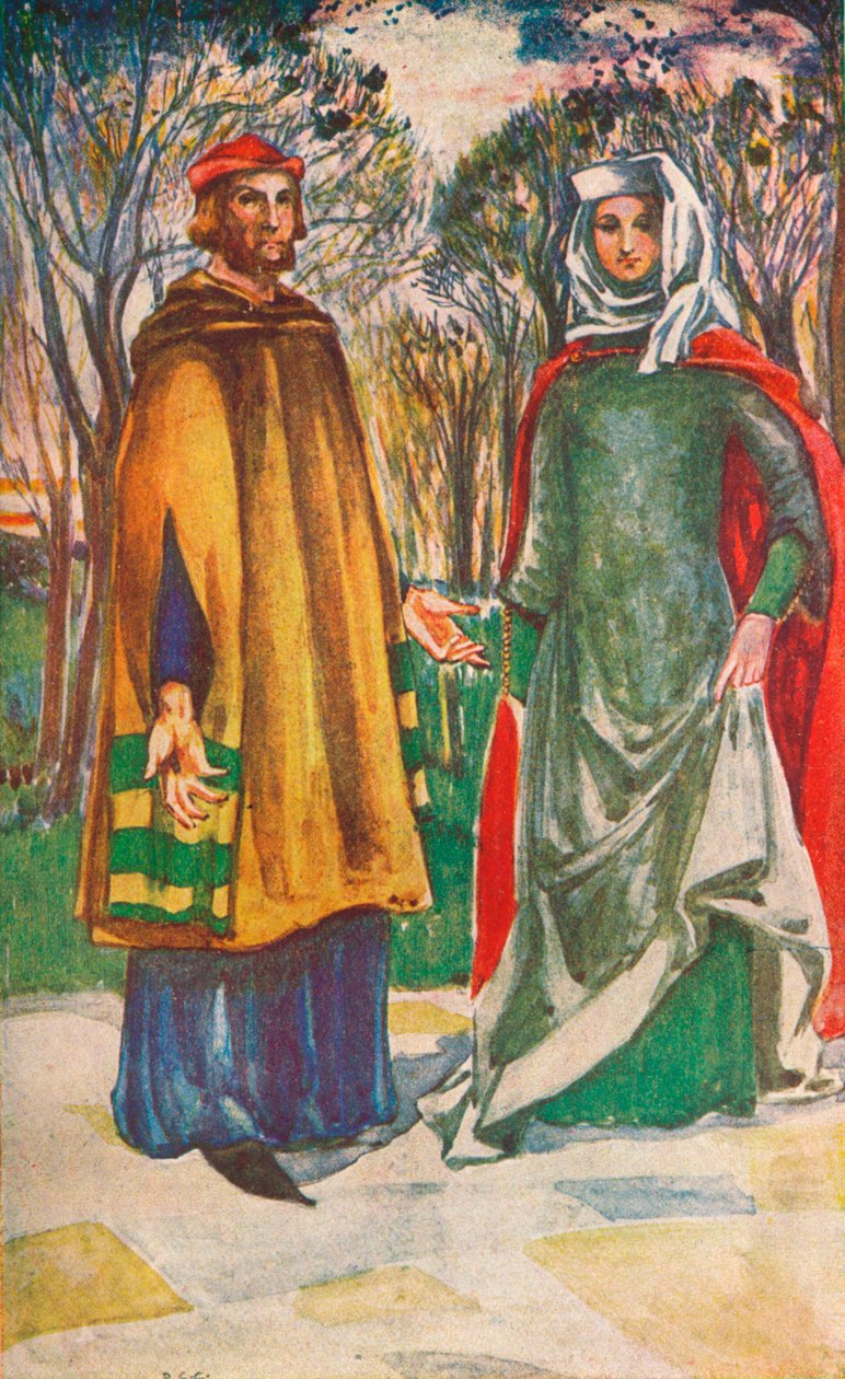 Egy férfi és nő I. Edward korából, 1907 alkotó: Dion Clayton Calthrop