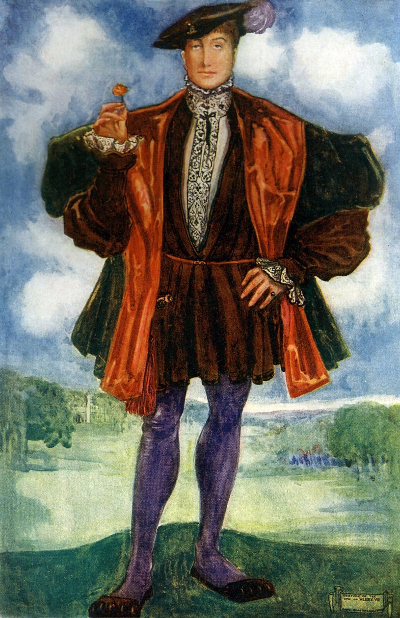 Férfi jelmez VIII. Henrik uralkodása idején (1509-1547) alkotó: Dion Clayton Calthrop