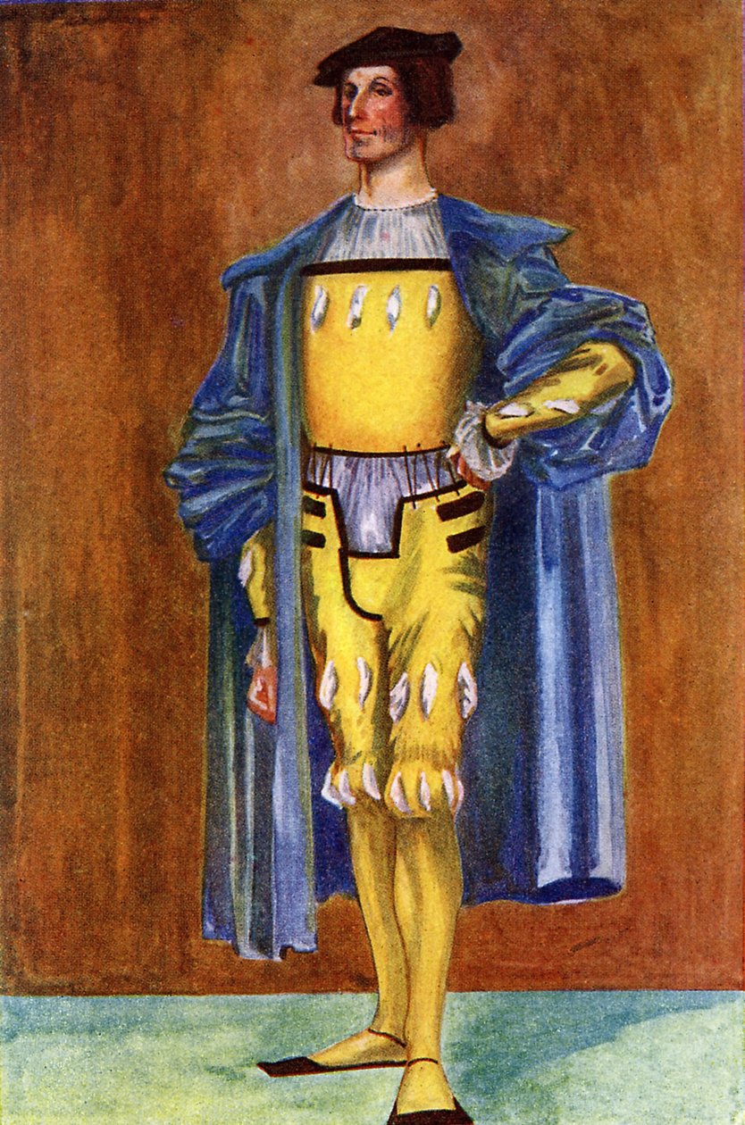 Férfi jelmez VIII. Henrik uralkodása idején (1509-1547) alkotó: Dion Clayton Calthrop