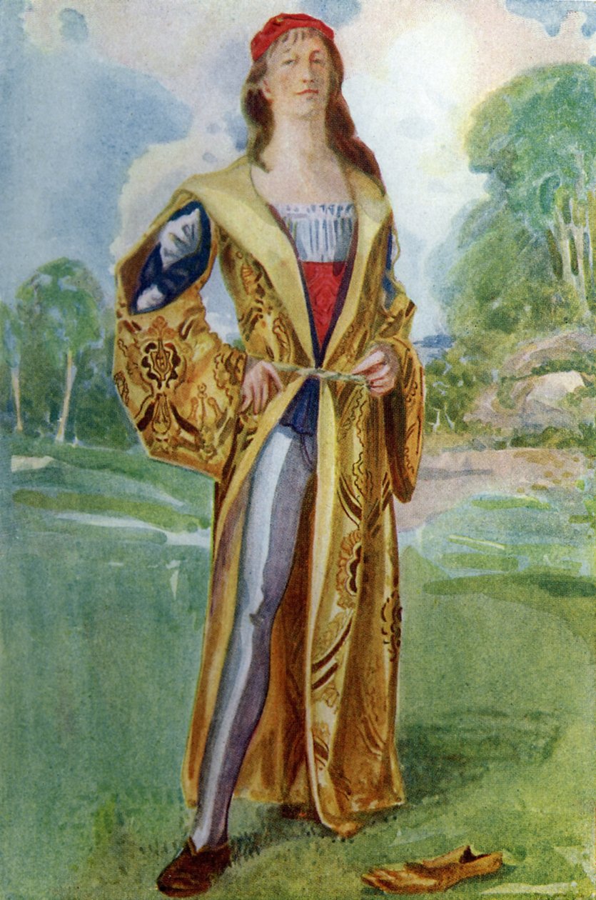 Férfi jelmez VII. Henrik uralkodása idején (1485-1509) alkotó: Dion Clayton Calthrop