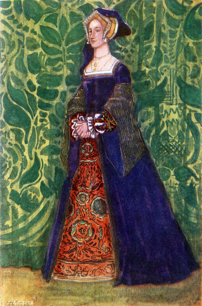 Női jelmez VIII. Henrik uralkodása idején (1509-1547) alkotó: Dion Clayton Calthrop