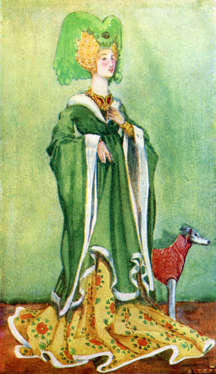 Női jelmez VI. Henrik uralkodása idején (1422-1461) alkotó: Dion Clayton Calthrop