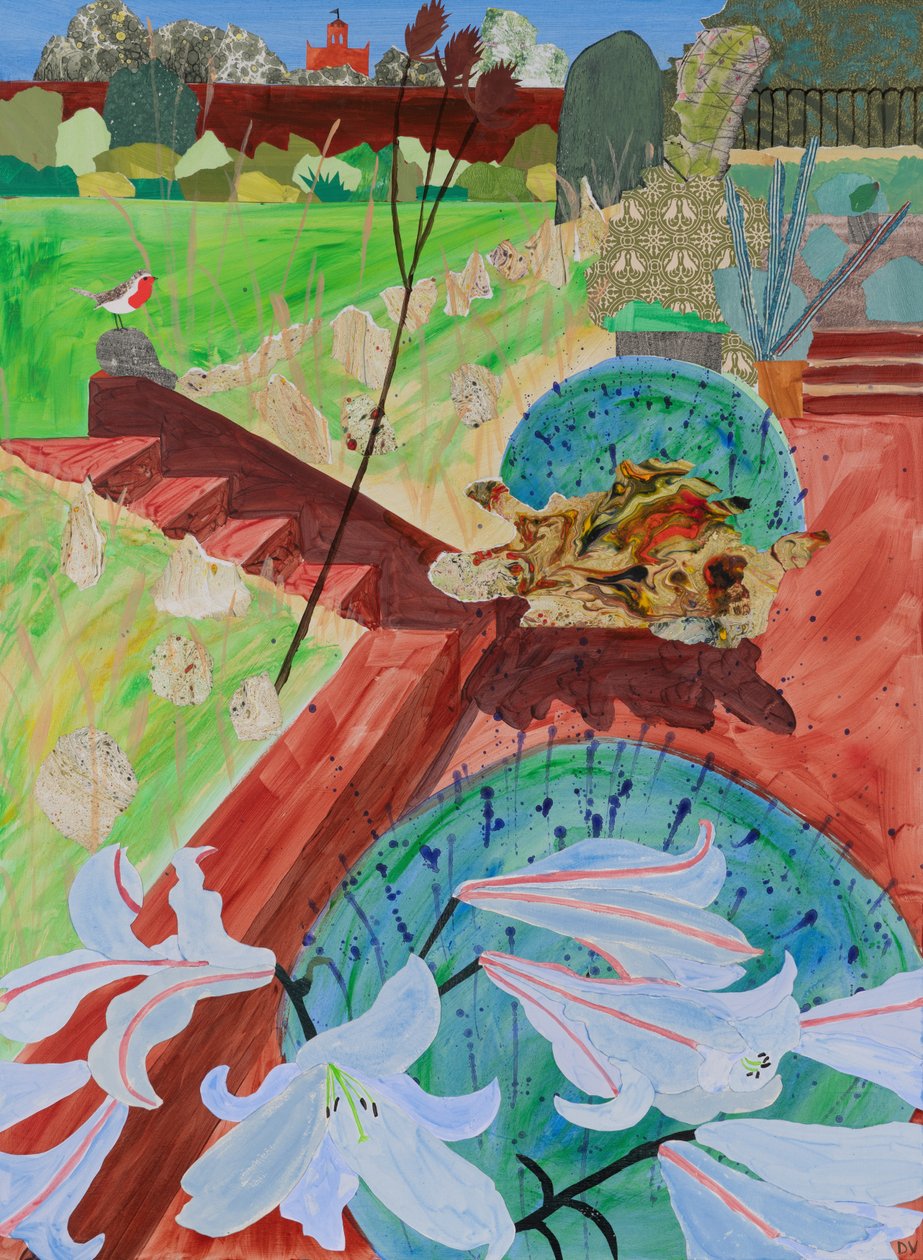 Nyári liliomok (kollázs) alkotó: Dione Verulam