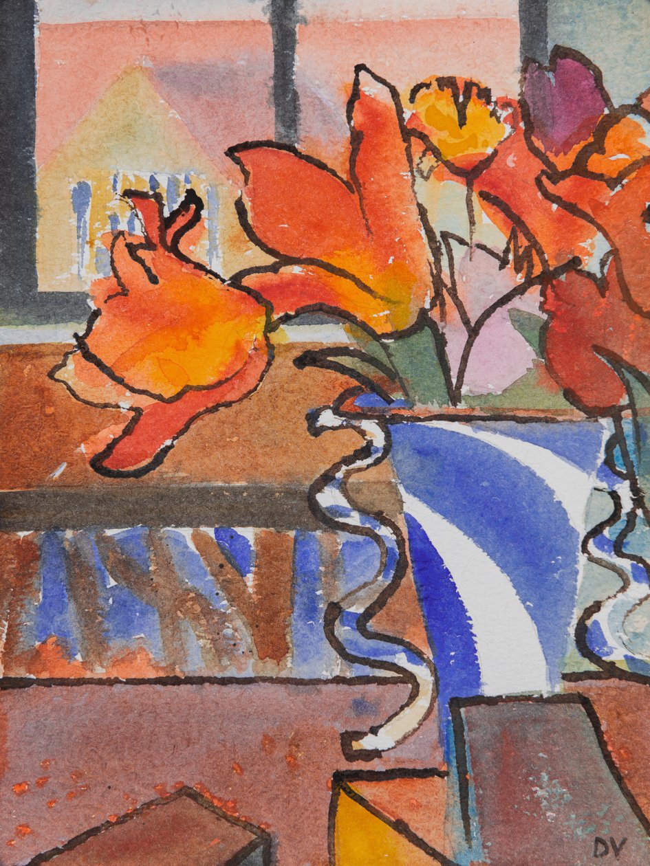 Tulipánok (akvarell és tinta) alkotó: Dione Verulam