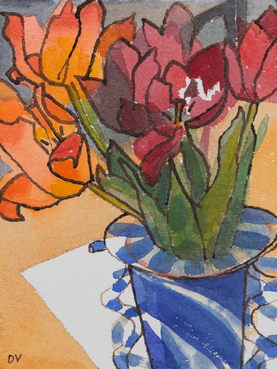 Tulipánok (akvarell és tinta) alkotó: Dione Verulam