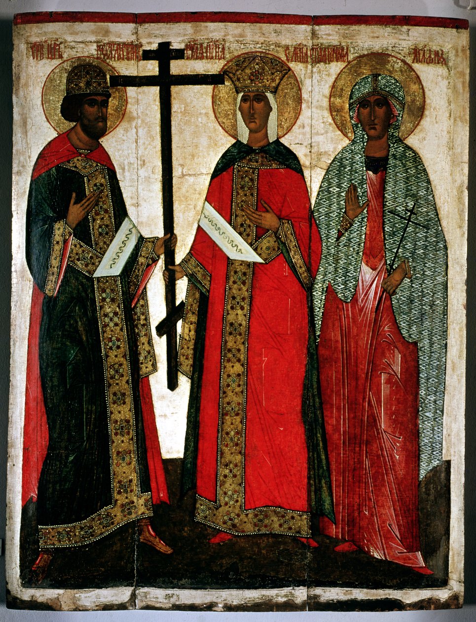 SS-t ábrázoló ikon. Konstantin, Helena és Agatha, Novgorodi Iskola, 1500 körül alkotó: Dionisy