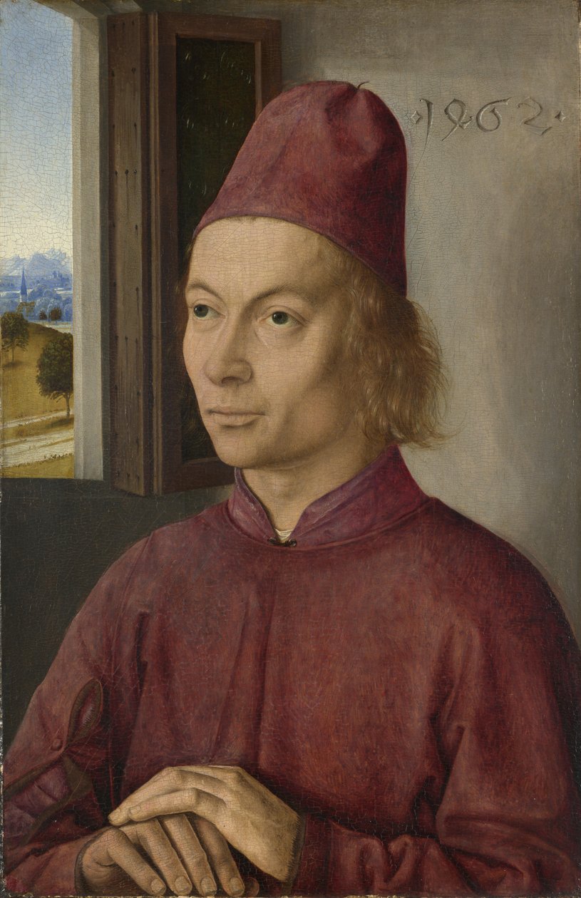 Fiatal férfi, talán Jan van Winckele portréja, 1462 (olaj, tojás és tempera tölgyfatáblán) alkotó: Dirck Bouts