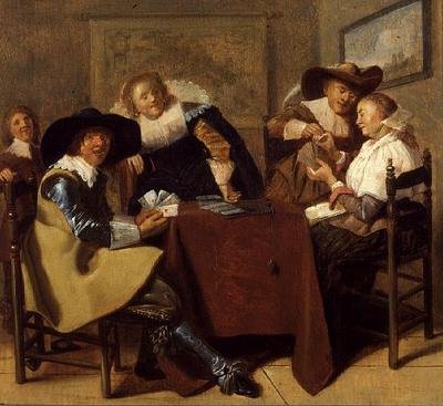Egy elegáns kártyaparti (olaj, panel) alkotó: Dirck (attr. to) Hals