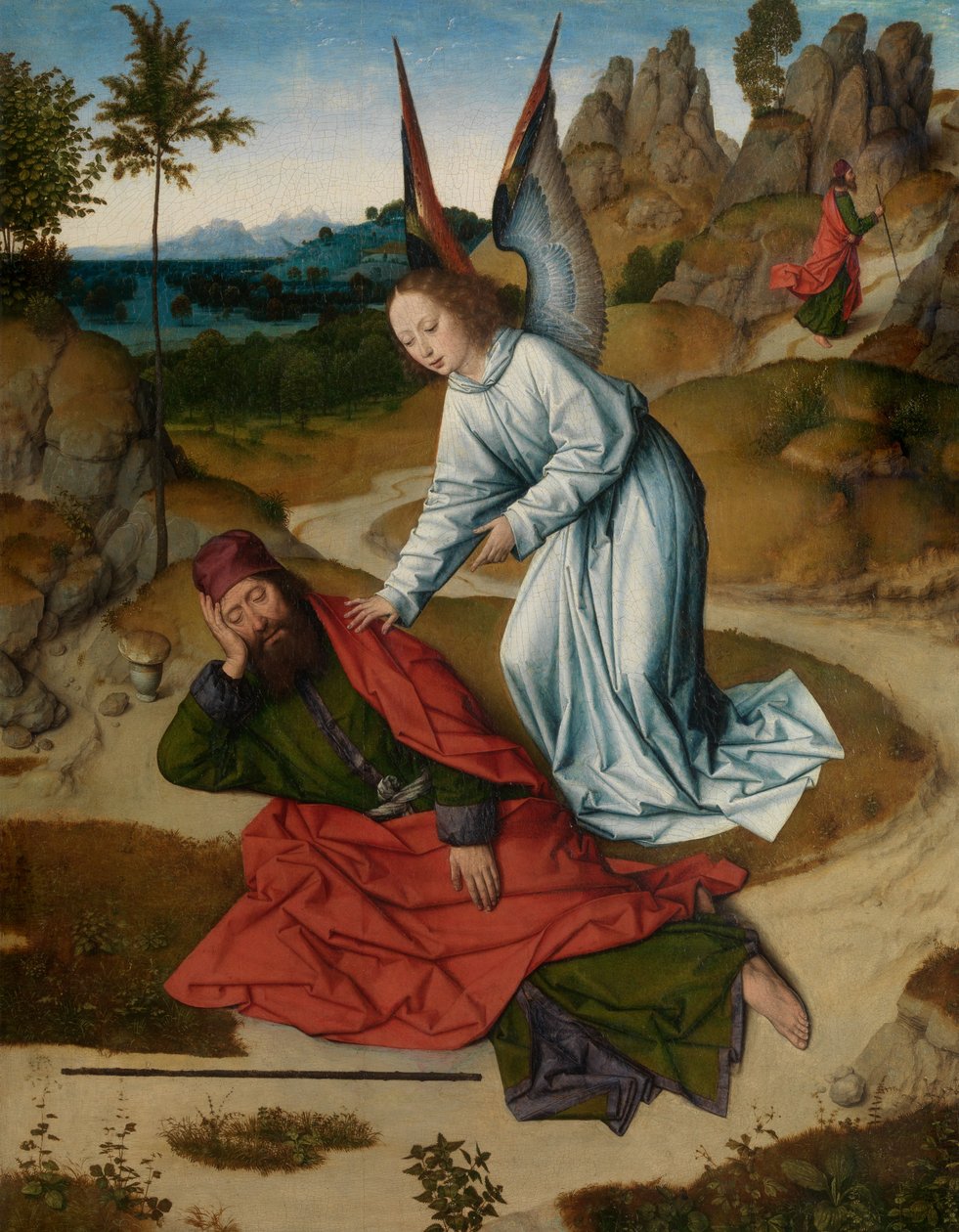 Illés a sivatagban, részlet a Szentségi Oltárról, 1464-68 körül (olaj, tábla) alkotó: Dirck Bouts