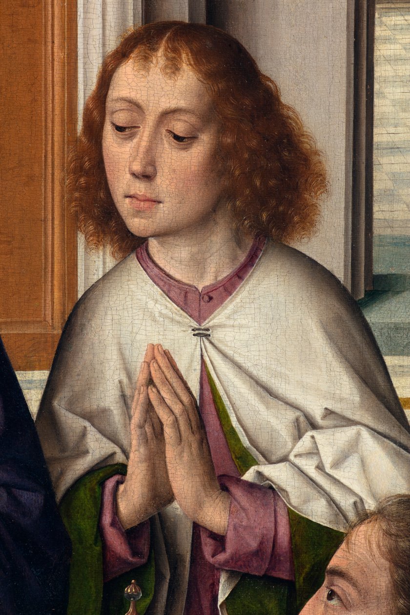 Plébániatemplom (Szent Péter plébániatemplom). festmény. Utolsó vacsora. Dirk Bouts. 1464-1468. Részlet. Központi panel. alkotó: Dirck Bouts
