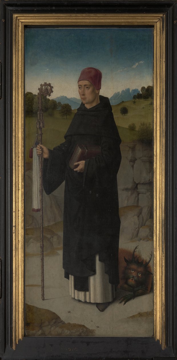 Szent Bernát, bal oldali tábla a Szent Erasmus-triptichonról, 1460 körül (olaj, tábla) alkotó: Dirck Bouts