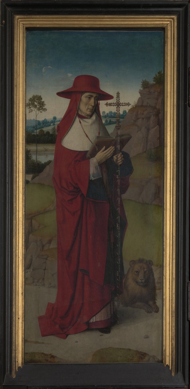 Szent Jeromos, jobb oldali tábla a Szent Erasmus-triptichonról, 1460 körül (olaj, tábla) alkotó: Dirck Bouts