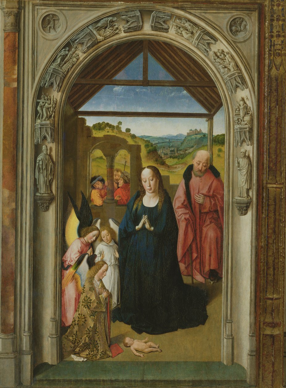 A születés, 1445 körüli olaj, panel részlete 36895 alkotó: Dirck Bouts