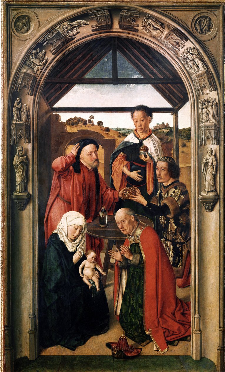 A mágusok imádása (olaj, fa, 1445 körül) alkotó: Dirck Bouts