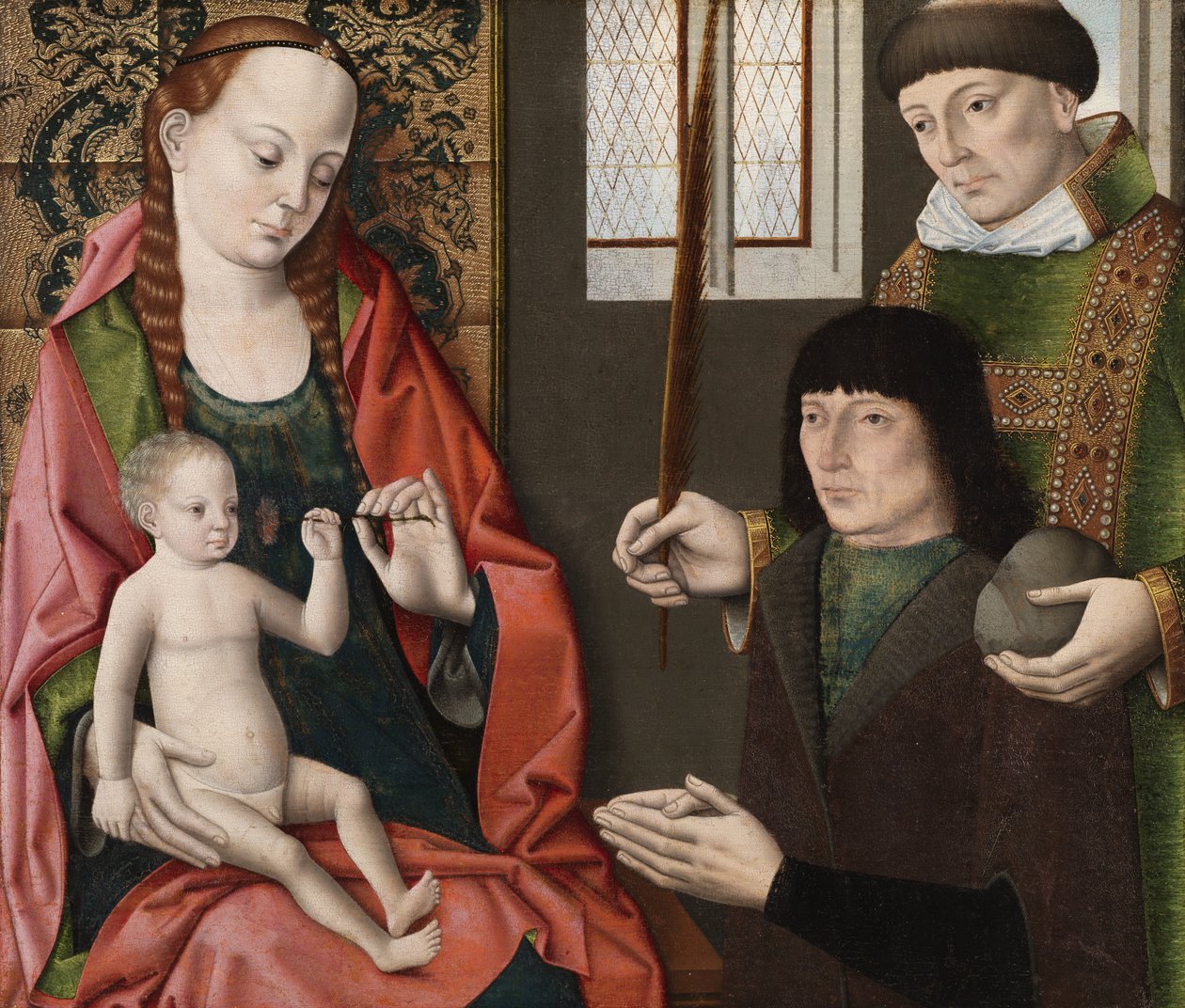 Szűz és gyermek Szent Istvánnal és adományozóval, 1480 körül alkotó: Dirck Bouts