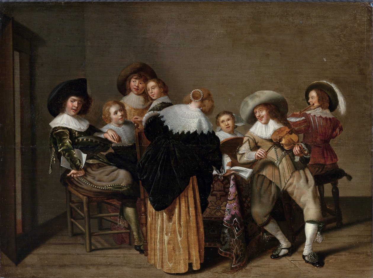 Musical Party - Peinture de Dirck Hals (1591-1656) - Olaj, fa - 37x50 - Nemzeti Galéria, Prága alkotó: Dirck Hals